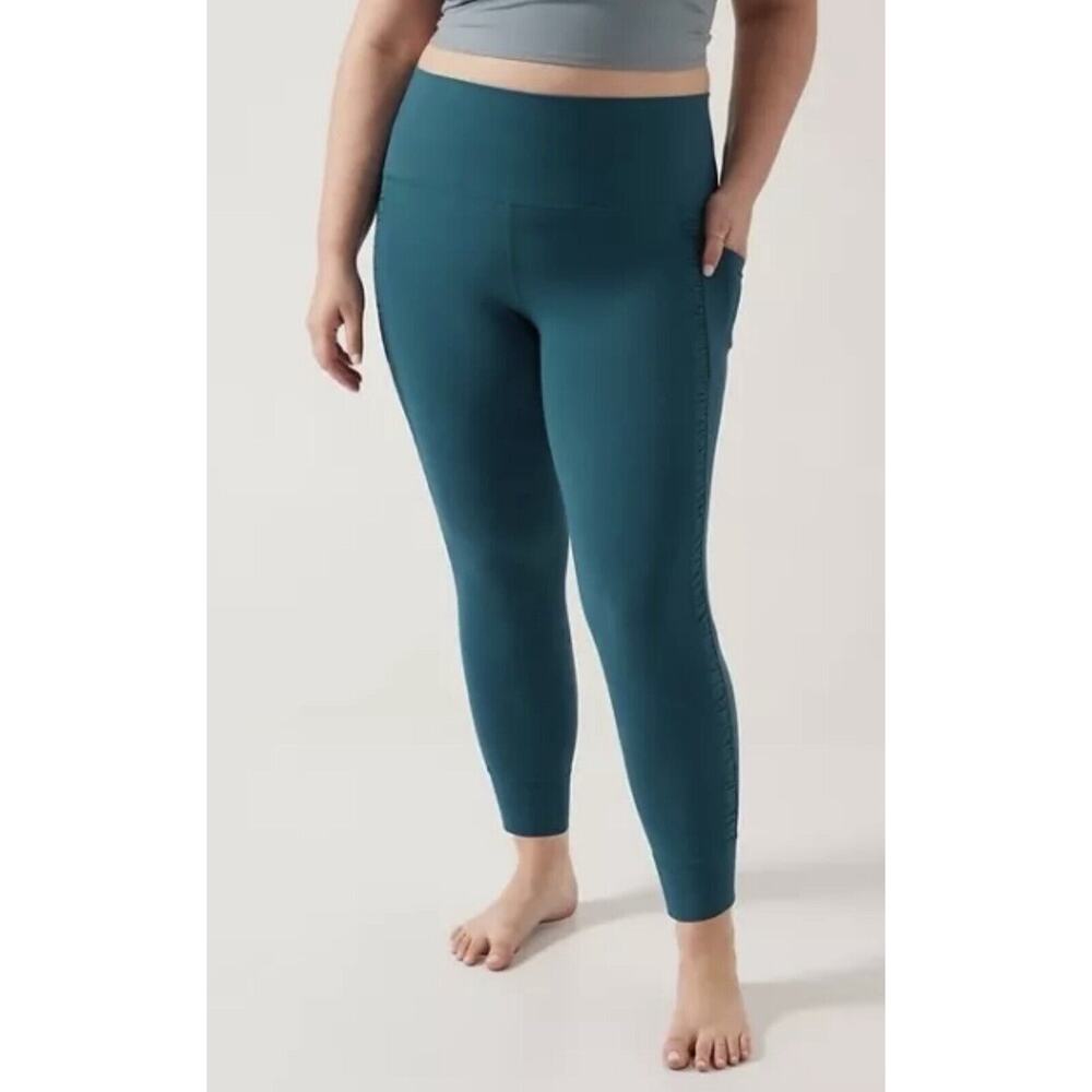 Athleta 3X Salutation‎ Stash II Ruch Craft 7/8 Tight Dark Sardinia Blue NWT $119